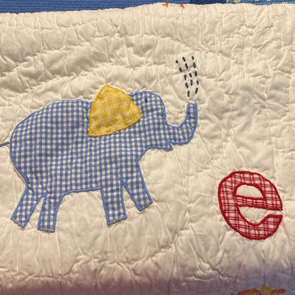 Pottery Barn Kids cotton applique gingham Alphabet Soup ABC crib baby quilt - Picture 7 of 15